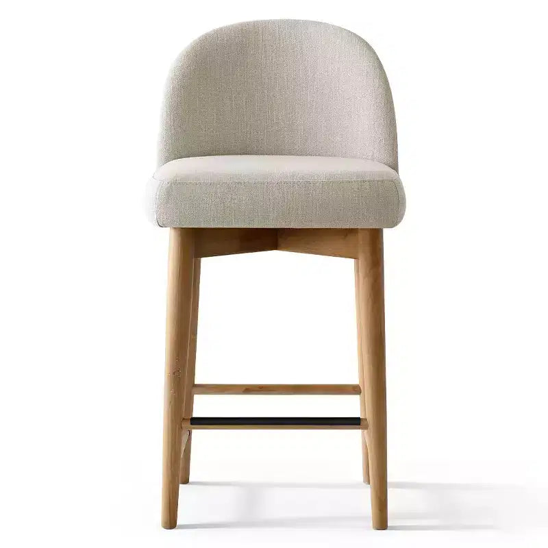 Set di 2 moderni sgabelli da bar ad altezza bancone, sedie da isola cucina imbottite in lino da 26 pollici con gambe in legno massello e schienale curvo - Panipeachy