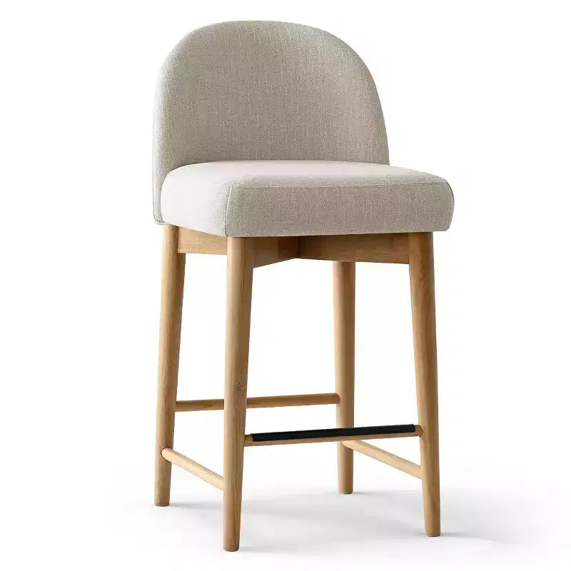 Set di 2 moderni sgabelli da bar ad altezza bancone, sedie da isola cucina imbottite in lino da 26 pollici con gambe in legno massello e schienale curvo - Panipeachy