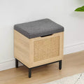 Shoe Bench, Entryway Bench  Natural Rattan Storage Bench with Flip Lid Cushioned Seat for Small Spaces