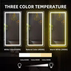 Specchio da bagno, specchi da parete dimmerabili senza interruzioni in vetro temperato con anti-appannamento, anti-frantumazione, memoria, 3 colori