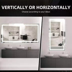 Specchio da bagno, specchi da parete dimmerabili senza interruzioni in vetro temperato con anti-appannamento, anti-frantumazione, memoria, 3 colori