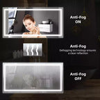 Specchio da bagno, specchi da parete dimmerabili senza interruzioni in vetro temperato con anti-appannamento, anti-frantumazione, memoria, 3 colori