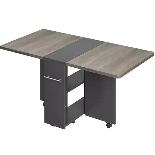 4-Person Flip-Top Folding Dining Table - 6 Wheels, Storage Rack & Drawer