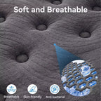 Materasso Sailvan in scatola, materasso ibrido da 12 pollici in memory foam con gel rinfrescante e molle insacchettate, rigidità media, grigio
