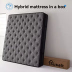 Materasso Sailvan in scatola, materasso ibrido da 12 pollici in memory foam con gel rinfrescante e molle insacchettate, rigidità media, grigio
