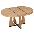 Set da pranzo rotondo allungabile in stile rustico per 4 persone, tavolo rotondo da cucina in legno con prolunga, 4 sedie imbottite per sala da pranzo
