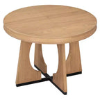 Set da pranzo rotondo allungabile in stile rustico per 4 persone, tavolo rotondo da cucina in legno con prolunga, 4 sedie imbottite per sala da pranzo