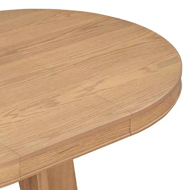 Set da pranzo rotondo allungabile in stile rustico per 4 persone, tavolo rotondo da cucina in legno con prolunga, 4 sedie imbottite per sala da pranzo