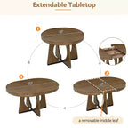 Set da pranzo rotondo allungabile in stile rustico per 4 persone, tavolo rotondo da cucina in legno con prolunga, 4 sedie imbottite per sala da pranzo