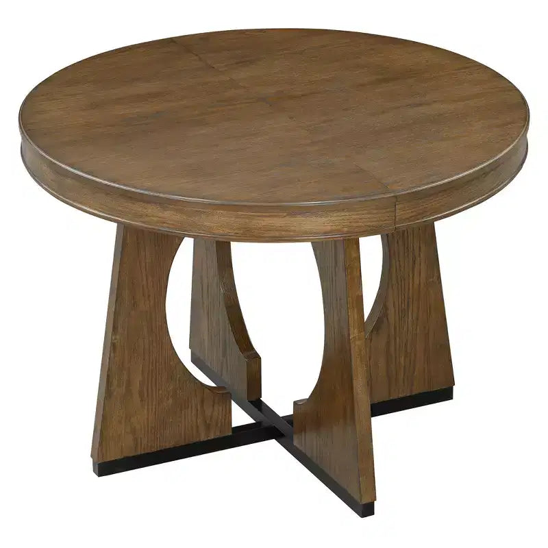 Set da pranzo rotondo allungabile in stile rustico per 4 persone, tavolo rotondo da cucina in legno con prolunga, 4 sedie imbottite per sala da pranzo