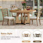 Set da pranzo rotondo allungabile in stile rustico per 4 persone, tavolo rotondo da cucina in legno con prolunga, 4 sedie imbottite per sala da pranzo