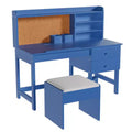 Acekool Kids Desk and Chair Set, Adjustable Tilt Study Desk with Drawers & Cork Board, for Ages 3-8, White/Pink/Blue