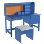 Acekool Kids Desk and Chair Set, Adjustable Tilt Study Desk with Drawers & Cork Board, for Ages 3-8, White/Pink/Blue