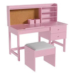 Acekool Set Scrivania e Sedia per Bambini, Scrivania Inclinabile Regolabile con Cassetti e Pannello in Sughero, per Bambini dai 3 agli 8 Anni, Bianco/Rosa/Blu