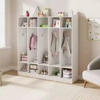 Porte-manteaux de classe à 5 sections avec 10 casiers et crochets - Organiseur de rangement de garderie pour l'école, la crèche, la maternelle et la maison