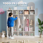 Porte-manteaux de classe à 5 sections avec 10 casiers et crochets - Organiseur de rangement de garderie pour l'école, la crèche, la maternelle et la maison