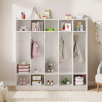 Porte-manteaux de classe à 5 sections avec 10 casiers et crochets - Organiseur de rangement de garderie pour l'école, la crèche, la maternelle et la maison
