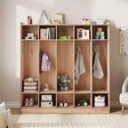 Porte-manteaux de classe à 5 sections avec 10 casiers et crochets - Organiseur de rangement de garderie pour l'école, la crèche, la maternelle et la maison