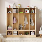 Porte-manteaux de classe à 5 sections avec 10 casiers et crochets - Organiseur de rangement de garderie pour l'école, la crèche, la maternelle et la maison