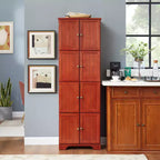 Mobile Alto da Fattoria con 8 Ante, Dispensa da Cucina in Legno da 183 cm con 4 Ripiani, Scaffale a 4 Livelli Autoportante, Scaffale per Soggiorno