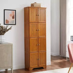 Mobile Alto da Fattoria con 8 Ante, Dispensa da Cucina in Legno da 183 cm con 4 Ripiani, Scaffale a 4 Livelli Autoportante, Scaffale per Soggiorno
