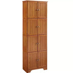 Mobile Alto da Fattoria con 8 Ante, Dispensa da Cucina in Legno da 183 cm con 4 Ripiani, Scaffale a 4 Livelli Autoportante, Scaffale per Soggiorno