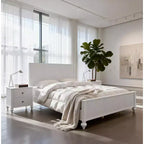 Struttura Letto a Piattaforma Queen/King Size con Testiera e Pediera, Pannelli Scanalati, Noce/Bianco - ModernLuxe