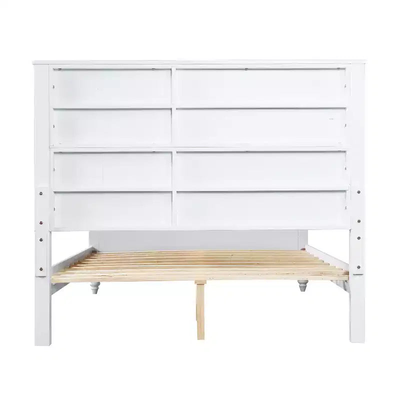 Struttura Letto a Piattaforma Queen/King Size con Testiera e Pediera, Pannelli Scanalati, Noce/Bianco - ModernLuxe