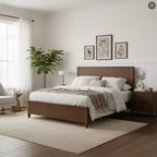 Struttura Letto a Piattaforma Queen/King Size con Testiera e Pediera, Pannelli Scanalati, Noce/Bianco - ModernLuxe