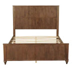 Struttura Letto a Piattaforma Queen/King Size con Testiera e Pediera, Pannelli Scanalati, Noce/Bianco - ModernLuxe