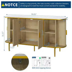 Credenza Buffet con Mobile Contenitore, Mobile Console Scanalato con Piano Effetto Marmo, Mobili Mid-Century per Cucina, Soggiorno, Ingresso