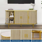 Credenza Buffet con Mobile Contenitore, Mobile Console Scanalato con Piano Effetto Marmo, Mobili Mid-Century per Cucina, Soggiorno, Ingresso