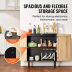 Credenza in Rattan con 2 Ante Magnetiche e Ripiani Regolabili Buffet Nero