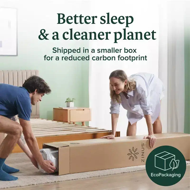 Matelas en mousse à mémoire de forme ZINUS 6 pouces Full Green Tea, sans fibre de verre, sensation ferme moyenne, soulagement de la pression zoné, mousses et tissus certifiés sûrs