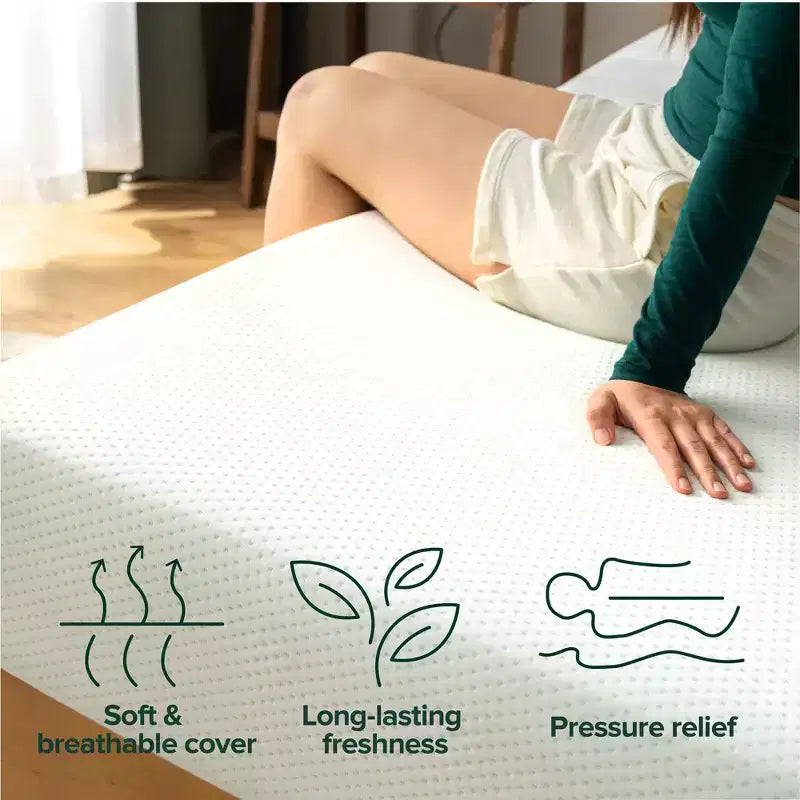 Matelas en mousse à mémoire de forme ZINUS 6 pouces Full Green Tea, sans fibre de verre, sensation ferme moyenne, soulagement de la pression zoné, mousses et tissus certifiés sûrs