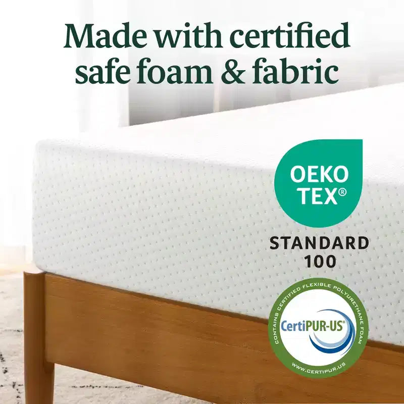 Matelas en mousse à mémoire de forme ZINUS 6 pouces Full Green Tea, sans fibre de verre, sensation ferme moyenne, soulagement de la pression zoné, mousses et tissus certifiés sûrs