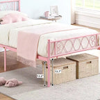 Coolmee Struttura Letto Matrimoniale in Metallo con Testiera e Pediera, Struttura Letto Classica in Metallo con Ornamento in Ferro Battuto