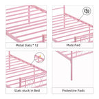 Coolmee Struttura Letto Matrimoniale in Metallo con Testiera e Pediera, Struttura Letto Classica in Metallo con Ornamento in Ferro Battuto