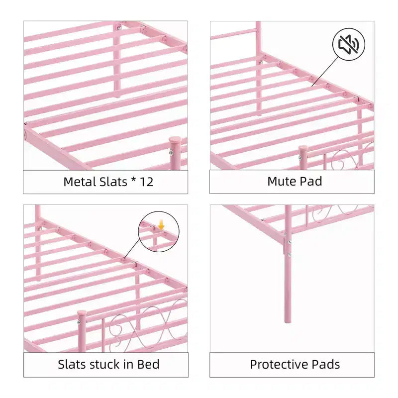 Coolmee Struttura Letto Matrimoniale in Metallo con Testiera e Pediera, Struttura Letto Classica in Metallo con Ornamento in Ferro Battuto