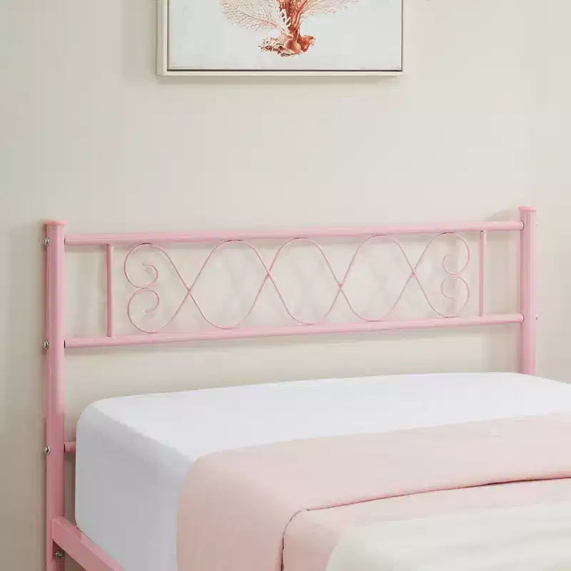 Coolmee Struttura Letto Matrimoniale in Metallo con Testiera e Pediera, Struttura Letto Classica in Metallo con Ornamento in Ferro Battuto
