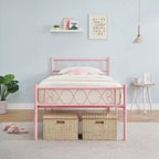 Coolmee Struttura Letto Matrimoniale in Metallo con Testiera e Pediera, Struttura Letto Classica in Metallo con Ornamento in Ferro Battuto