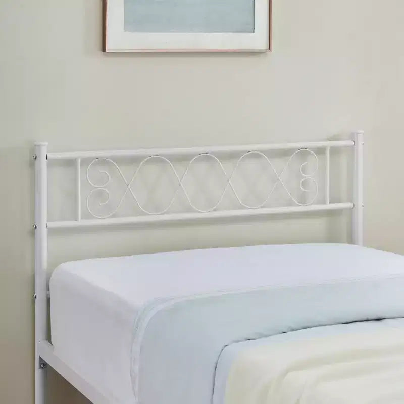 Coolmee Struttura Letto Matrimoniale in Metallo con Testiera e Pediera, Struttura Letto Classica in Metallo con Ornamento in Ferro Battuto