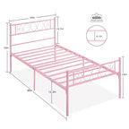 Coolmee Struttura Letto Matrimoniale in Metallo con Testiera e Pediera, Struttura Letto Classica in Metallo con Ornamento in Ferro Battuto