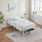 Coolmee Struttura Letto Matrimoniale in Metallo con Testiera e Pediera, Struttura Letto Classica in Metallo con Ornamento in Ferro Battuto