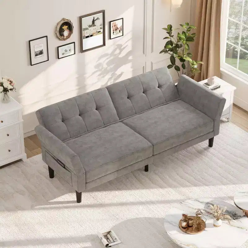 Acekool 89 Divano Letto Futon, Divano Letto Convertibile Moderno con Schienale e Braccioli Regolabili, Divano a 3 Posti