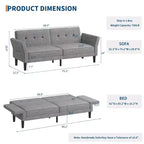 Acekool 89 Divano Letto Futon, Divano Letto Convertibile Moderno con Schienale e Braccioli Regolabili, Divano a 3 Posti