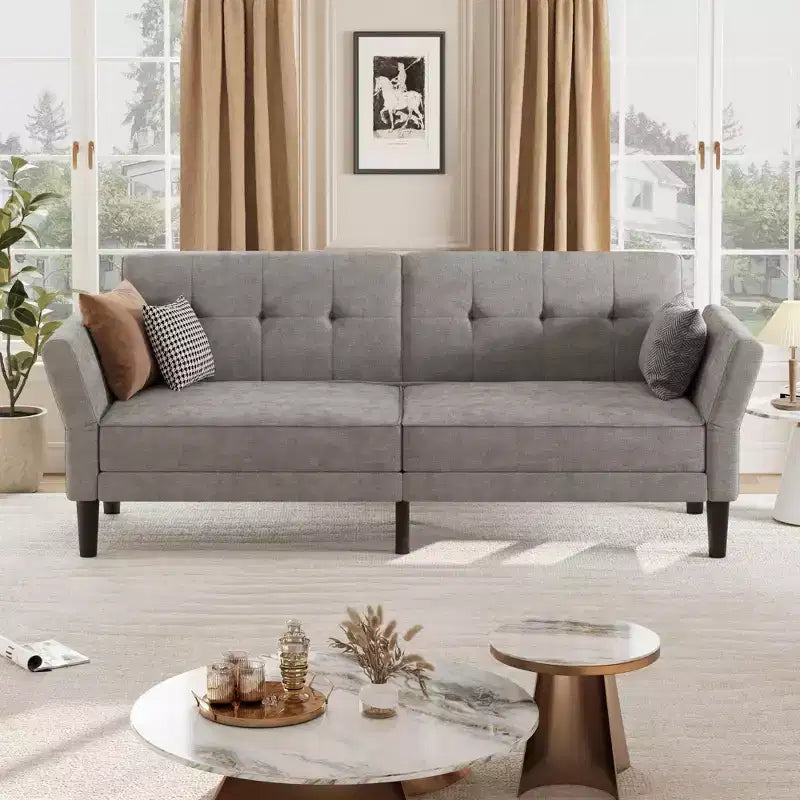 Acekool 89 Divano Letto Futon, Divano Letto Convertibile Moderno con Schienale e Braccioli Regolabili, Divano a 3 Posti