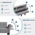 Acekool 89 Divano Letto Futon, Divano Letto Convertibile Moderno con Schienale e Braccioli Regolabili, Divano a 3 Posti