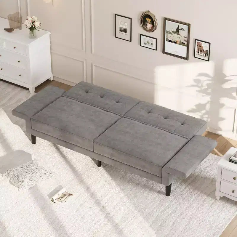 Acekool 89 Divano Letto Futon, Divano Letto Convertibile Moderno con Schienale e Braccioli Regolabili, Divano a 3 Posti