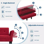 Acekool 89 Divano Letto Futon, Divano Letto Convertibile Moderno con Schienale e Braccioli Regolabili, Divano a 3 Posti